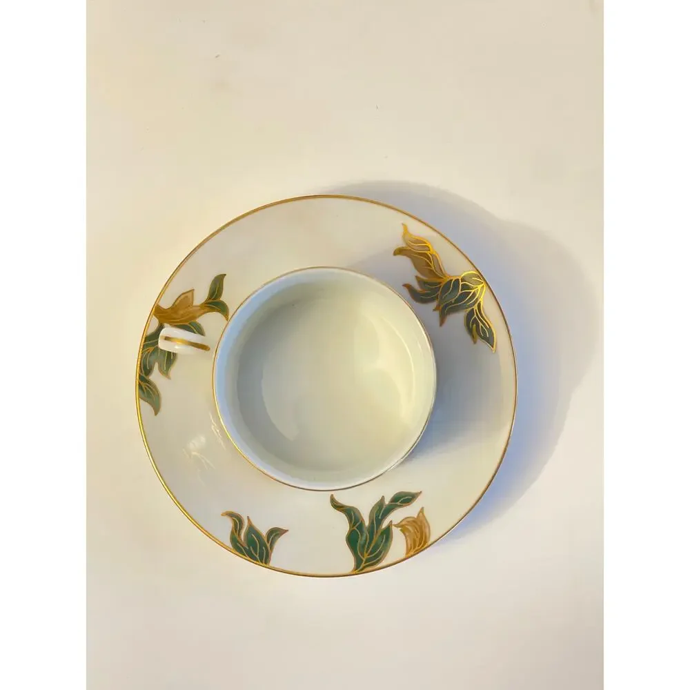 Cloisonne Peony White by FITZ & FLOYD Cup & Saucer